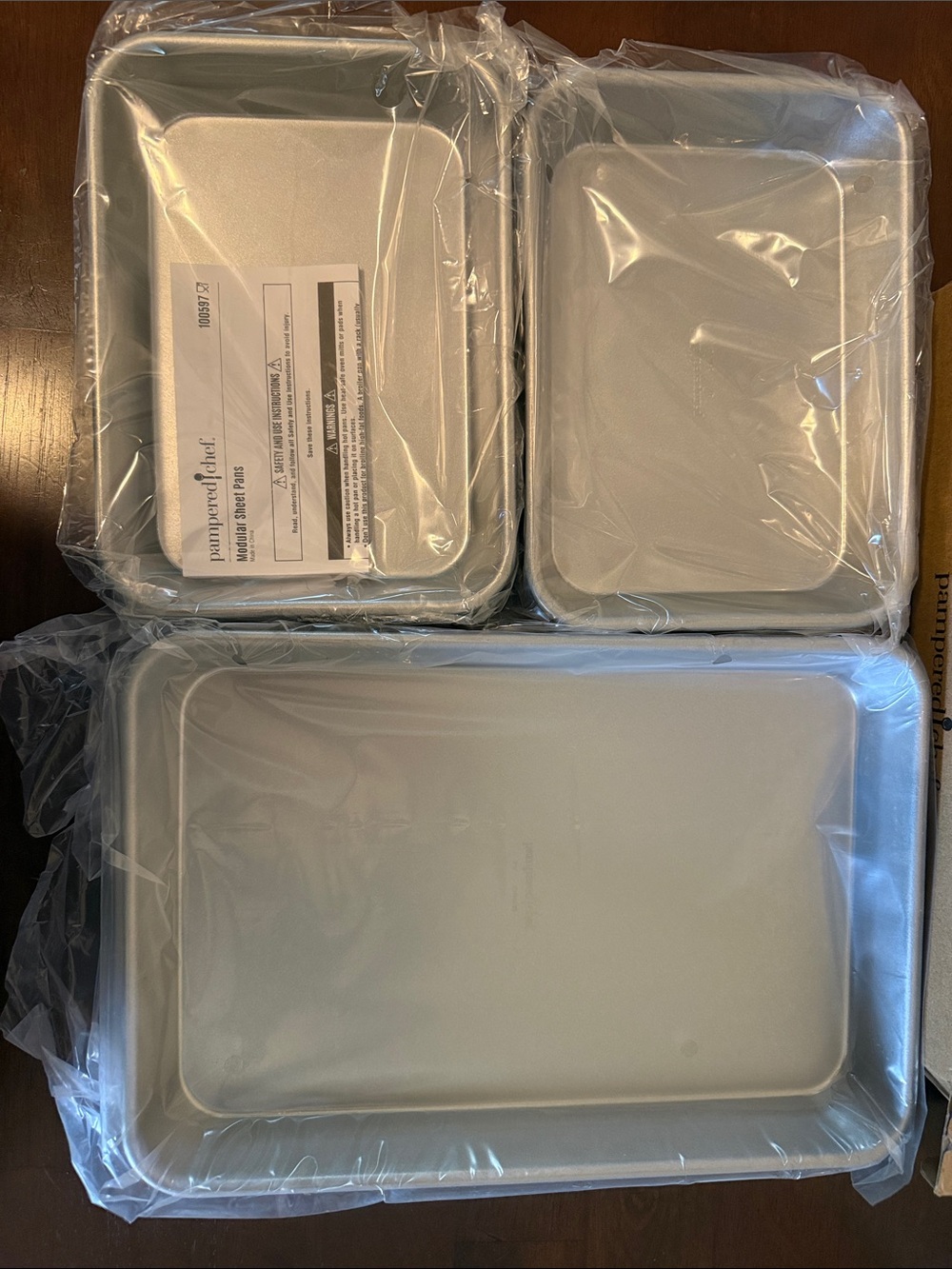 Pampered Chef Silver Modular Sheet Pans Set of 3 with Box - Picture 2 of 2